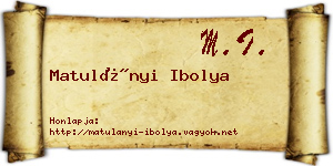 Matulányi Ibolya névjegykártya