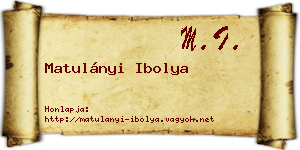 Matulányi Ibolya névjegykártya